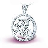 14K White Gold Chinese Symbol Patience Diamond Pendant