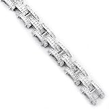 Sterling Silver Cubic Zirconia Rhodium Plated Men's Bracelet.