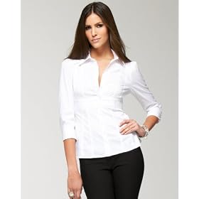 bebe Prep Pleat Button Down Shirt