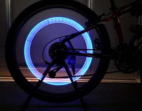 LED Tyre Wheel Valve Cap Lights - Multiple Colors - Bike/Car Tyre Wheel Light - Suitable for Bikes, Cars, Motorbikes and All Wheels - Super Bright Tire Light - Green & Blue - Pack of 4 - Divine LEDs