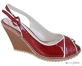PATENT PIPING SLINGBACK WEDGE