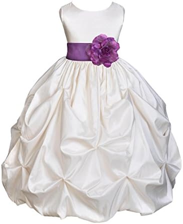 Wedding Pageant Ivory Bubble Pick-up Kid Flower Girl Dress 301s 4