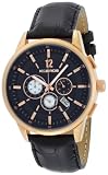 K&BROS Men's 9438-3 Steel Rose Gold-tone Chronograph Black
