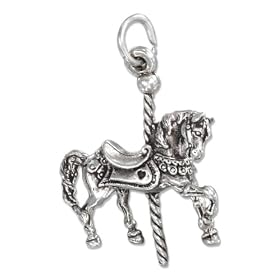 STERLING SILVER THREE DIMENSIONAL CAROUSEL HORSE CHARM