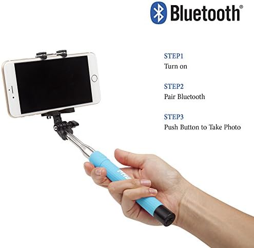 Selfie Stick, Mabee®【the Newest】Foldable Self Portrait [Battery Free] Monopod Extendable Wireless Bluetooth Selfie Stick with Built-in Wireless Bluetooth Remote Shutter with Adjustable Phone Holder for iPhone 6s 6splus 6 6Plus, iPhone 5 5s 5c, iPhone 4 4s, Samsung Galaxy S6,s6 Edge,s5, Note 4 3 2 , Camera Video Smartphones , Gopro, Dslr, Us Warranty & Support (Light Blue)