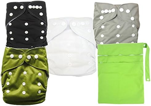 Set of 4 Cloth Diapers with 2 Inserts Each and a Wet Bag