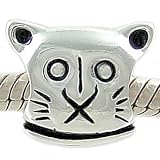 Petite Sterling Silver Kitty Cat Head Bead for European Charm Bracelet