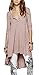 R.Vivimos Women Half Sleeve High Low Casual Loose T-Shirt Short Dress Medium Pink