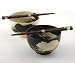 Japanese Stoneware Bowls with Chopsticks Gift Set, Brush Black and White