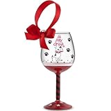 Sit Stay Drink! Hand-Painted Wine Glass Ornament, Gift Boxed - Dog Lovers Gift!