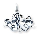 Sterling Silver Antiqued Comedy/Tragedy Charm with 20 inch Sterling Silver Chain