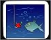 Decorated Mouse Pad with apple, hook, worm, fish, bait