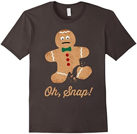 Men's Oh Snap Gingerbread Man Funny Christmas T-Shirt XL Asphalt