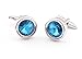 Super Shiny Swarovski Crystal Blue Opal Circular Cufflinks Elegant Style