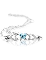 Butterfly Shaped Blue Green Cubic Zirconia Bracelet in 14kt White Gold - Ideal