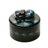 Handmade Decorative Treasure / Jewelry Box With Cat And Hand-etched Design (Thailand)