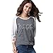 Fedi Apparel Womens 3/4 Sleeve Crew Neck Blouse Loose Shirt Letter/Floral Print Top (XXXL, Gray)