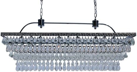 40-inch Rectangular Glass Drop Crystal Chandelier, Chrome