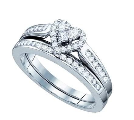Cheap Girls Jewelry 0.55CTW DIAMOND HEART BRIDAL SET For Sale