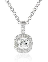 14k White Gold Cushion Cut Diamond Pendant Necklace (.70cttw, H/I Color, SI2/I1 Clarity)