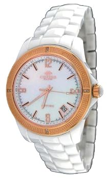 Oniss #ON793-LRG Unisex Midsize White Ceramic MOP Dial Watch