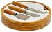Kitchen & Housewares : Pomerantz Round Bamboo Cheese Board With White Ceramic Insert And 3 Cheese Knives