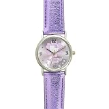 Hello Kitty Round-Face Watch with Metallic Leather Strap - Purple