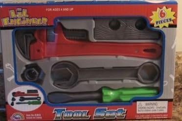 Boys OR girls PRETEND TOOLS SET Lil Engineer 6 Piece Set by LIL ENGINEER