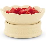 Candle Warmers Etc. Ceramic Candle Warmer and Dish, Cream Embossed