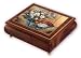 Ercolano Wooden Box with Image, 'Swan Melody' 18 Note Tune, Walnut Glossy Finish 4,25x6x2,75