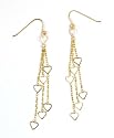 14k Yellow Gold Multi Strand Dangle Heart Earrings