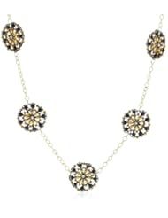 Miguel Ases Onyx 14k Gold Filled 5-Circle Chain Necklace