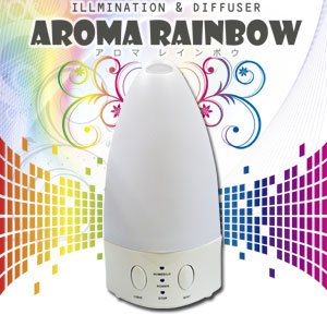 【クリックでお店のこの商品のページへ】アロマ＆加湿＆7色に光るライト 「アロマレインボウ」アロマディフューザー