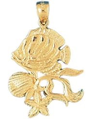Dazzlers Solid 14 karats Gold Angelfish Goldfish Charm Pendant available in three colors from jewelsberry (weights: 3.5 grams only)