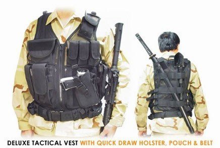 Tactical Vest, Removable Cross Draw Holster, Pistol Belt Airsoft Gun Accessory