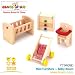 Wooden Dollhouse Nursery Furniture and Stroller