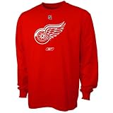 Reebok Detroit Red Wings Red Primary Logo Long Sleeve T-shirt