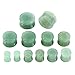 Longbeauty Pair Aventurine Jade Natural Organic Flesh Tunnels- Stone Ear Plugs-Ear Gauges