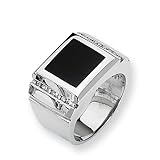 Diamond & Onyx Sterling Silver Men's Ring (Sizes 9-11)