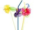 1 X Hibiscus Flower Bendable Straws (12 Pack)