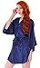 Simplicity Women's Silk Satin Short Bridal Kimono Robe Sleepwear Bathrobe, Dark Blue