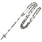 Rosary 8mm Beads Men Stainless Steel Chain Necklace 34
