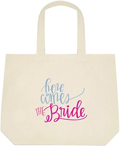 "Here Comes the Bride" Wedding Bride Tote Bag (large-white)