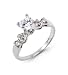 New 14k White Gold Round CZ Heart Band Engagement Ring