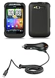 HTC Wildfire S (T-Mobile) Premium Combo Pack - Black Rubberized Shield Hard ....