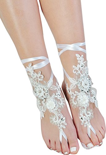 Lace barefoot sandals,beach wedding anklet,sexy jewelry,wedding s…