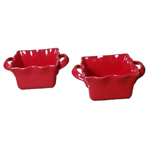 BIA Cordon Bleu Wavy 16-Ounce Square Bakers, Set of 2, Red by BIA Cordon Bleu