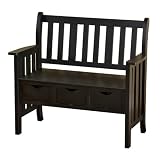 Southern Enterprises 3 Drawer Black Country Bench