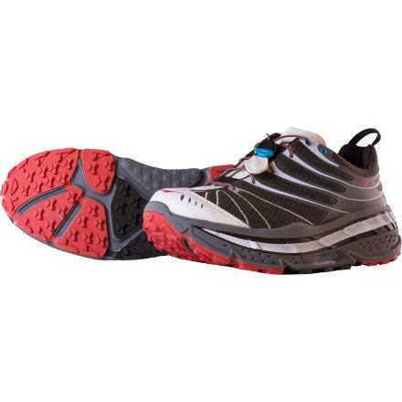 Hoka One One Stinson B Evo Trail Running Shoe - Men's Grey/White/Red, 11.0 Hoka One One Stinson B Evo Trail Running Shoe - Men's Grey/White/Red, 11.0