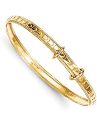 14k Madi K 3mm Heart Patterned Adjustable Baby Bangle